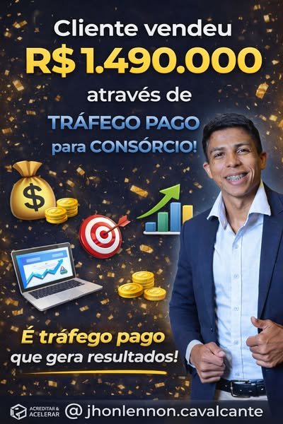 Cliente vendendo consórcio através de tráfego pago